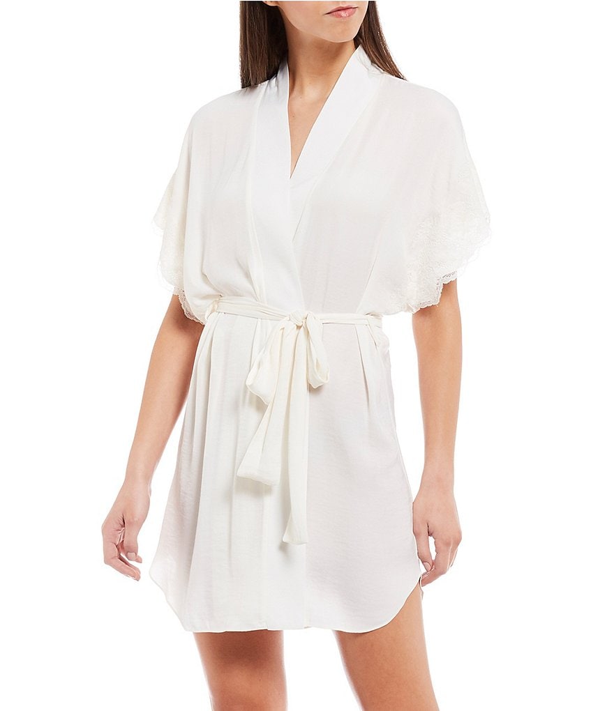 Josie Fairytale Washed Satin & Lace Short Wrap Robe