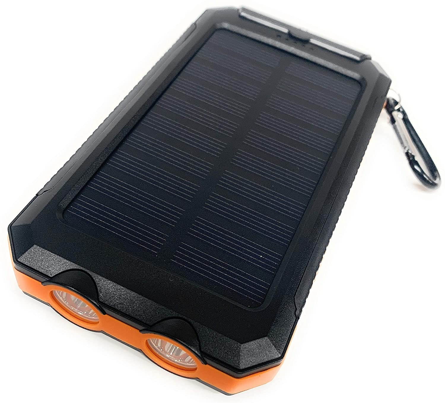 Waterproof Solar Cell Phone Charger USB Solar Battery Charger Solar Battery Pack Battery Backup Portable Power for with Protective Carry Case. 2 USB charging ports. Charging cord included.