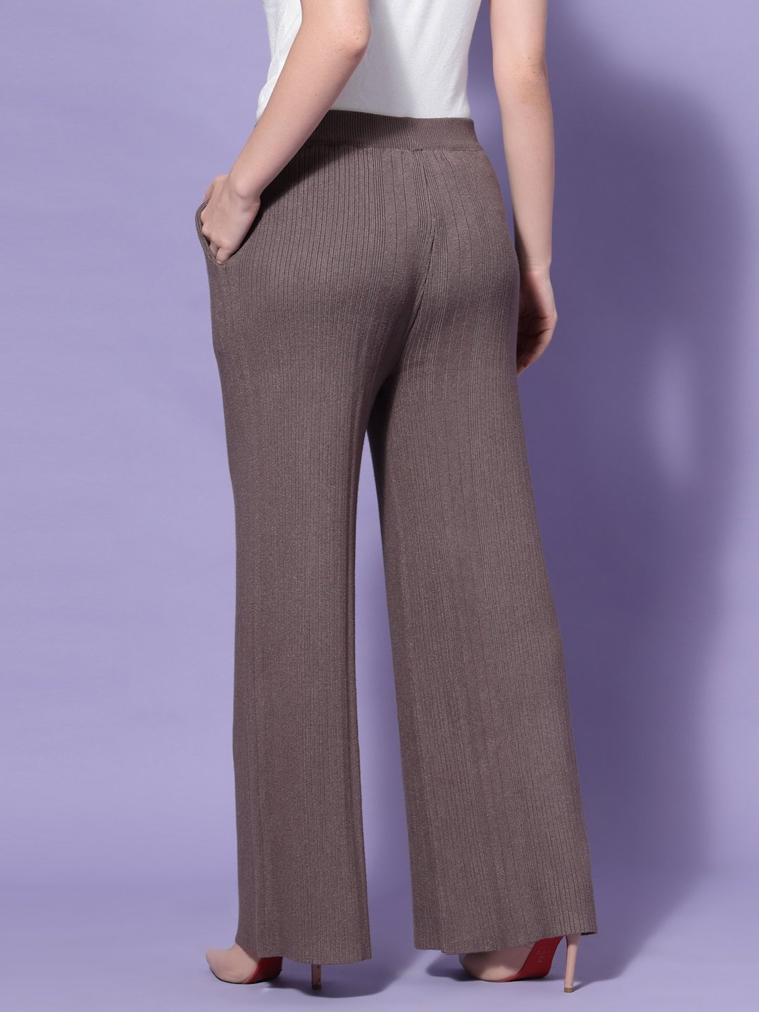 Mafadeny Brown Self Pattern Palazzos