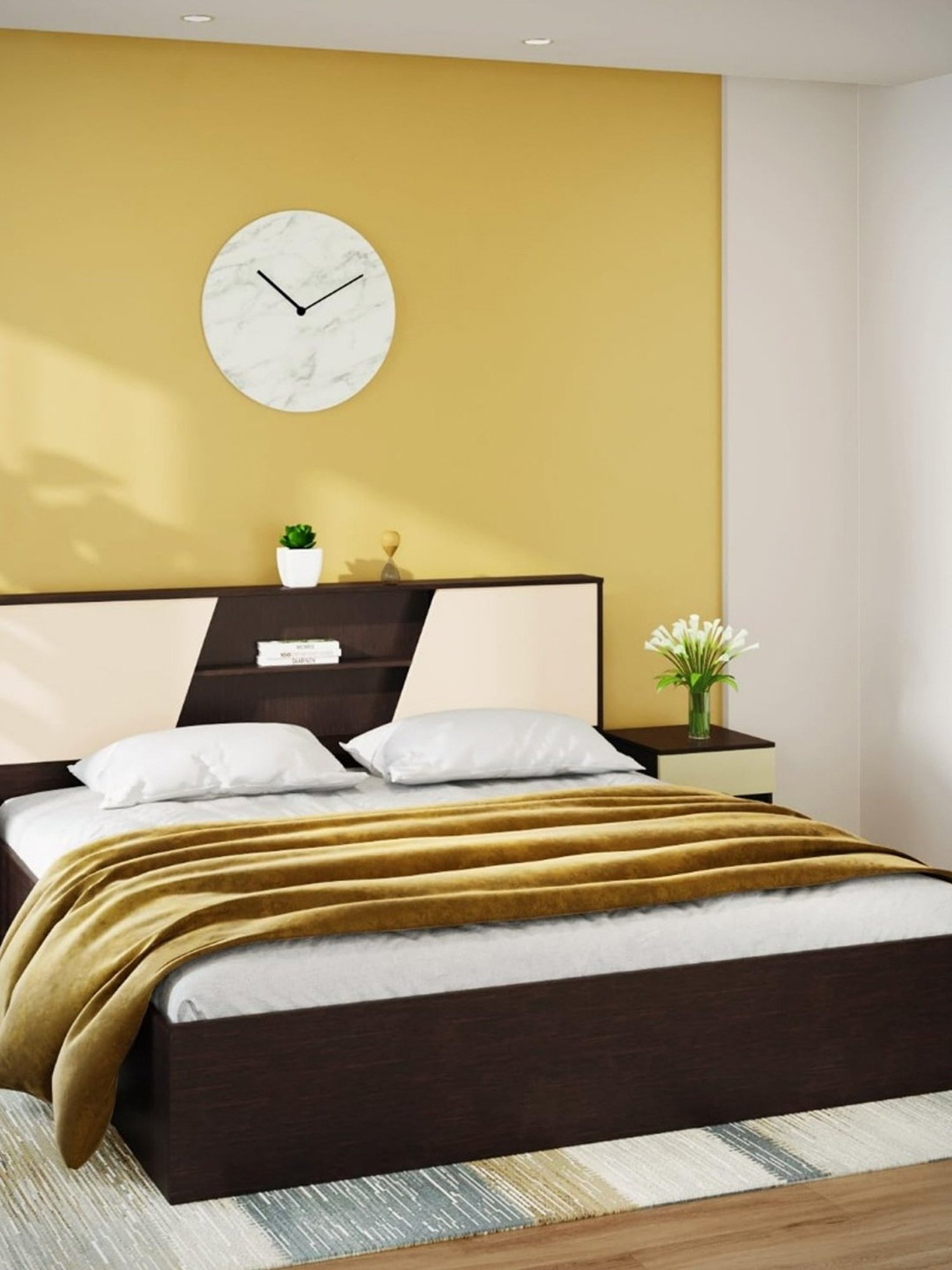 Godrej Interio Hannah Colarain Brown Engineered Wood Queen Box Bed