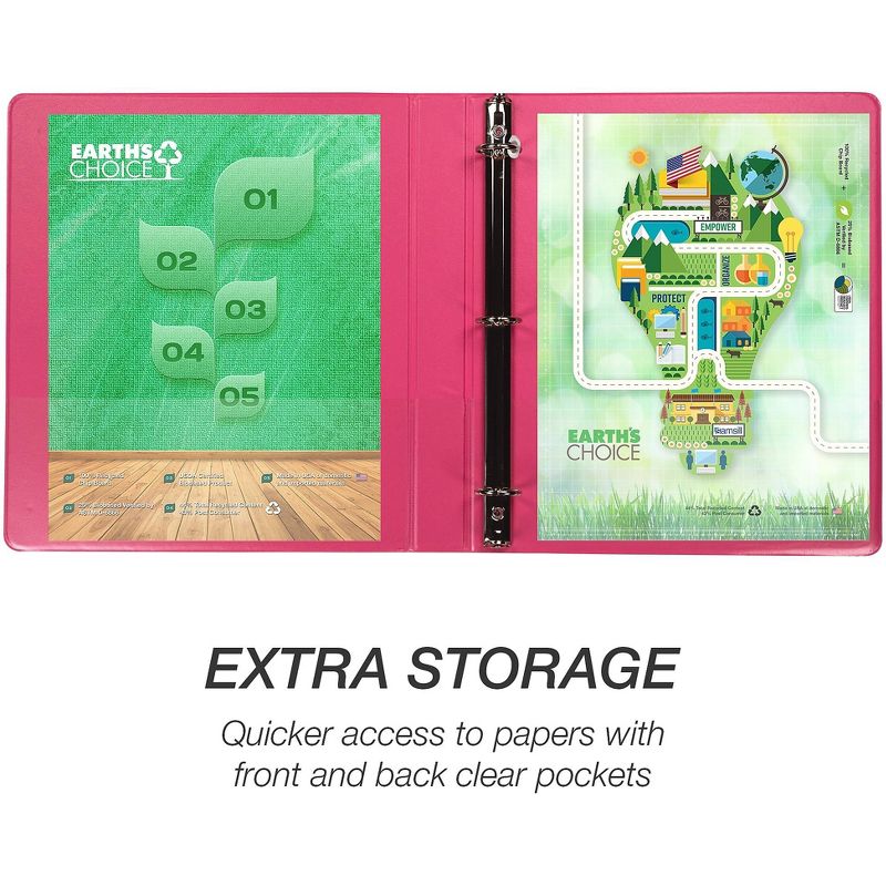 Samsill&reg; Biobased Economy Round Ring View Binders  3 Rings  1" Capacity  11 x 8.5  Berry 17336