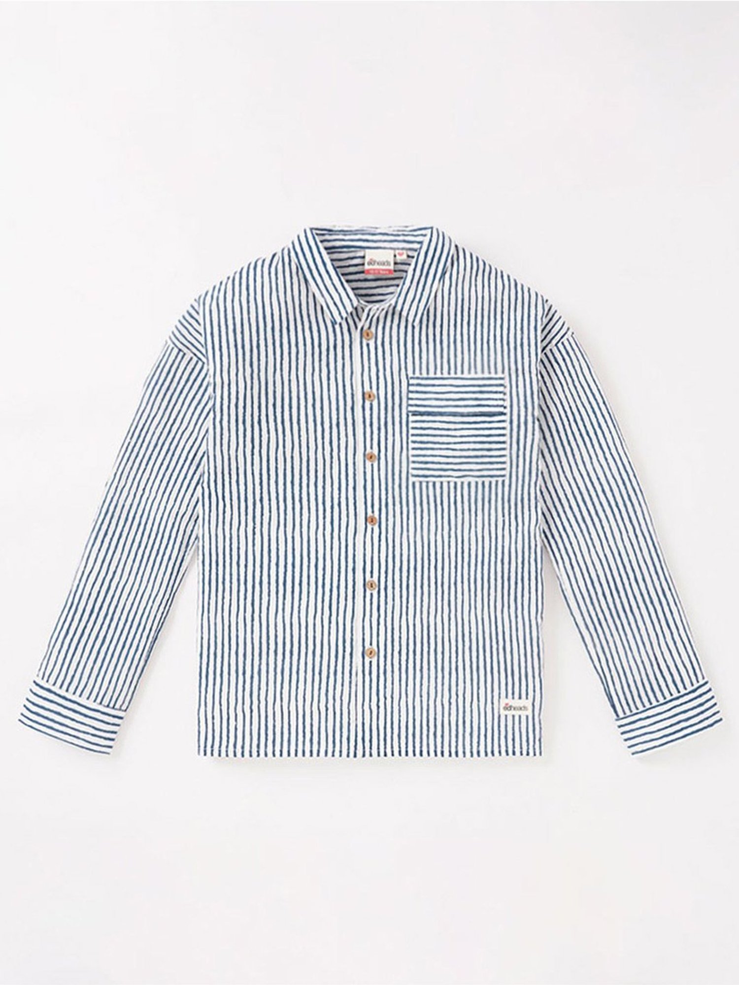 Edheads Kids Blue Cotton Striped Full Sleeves Shirt