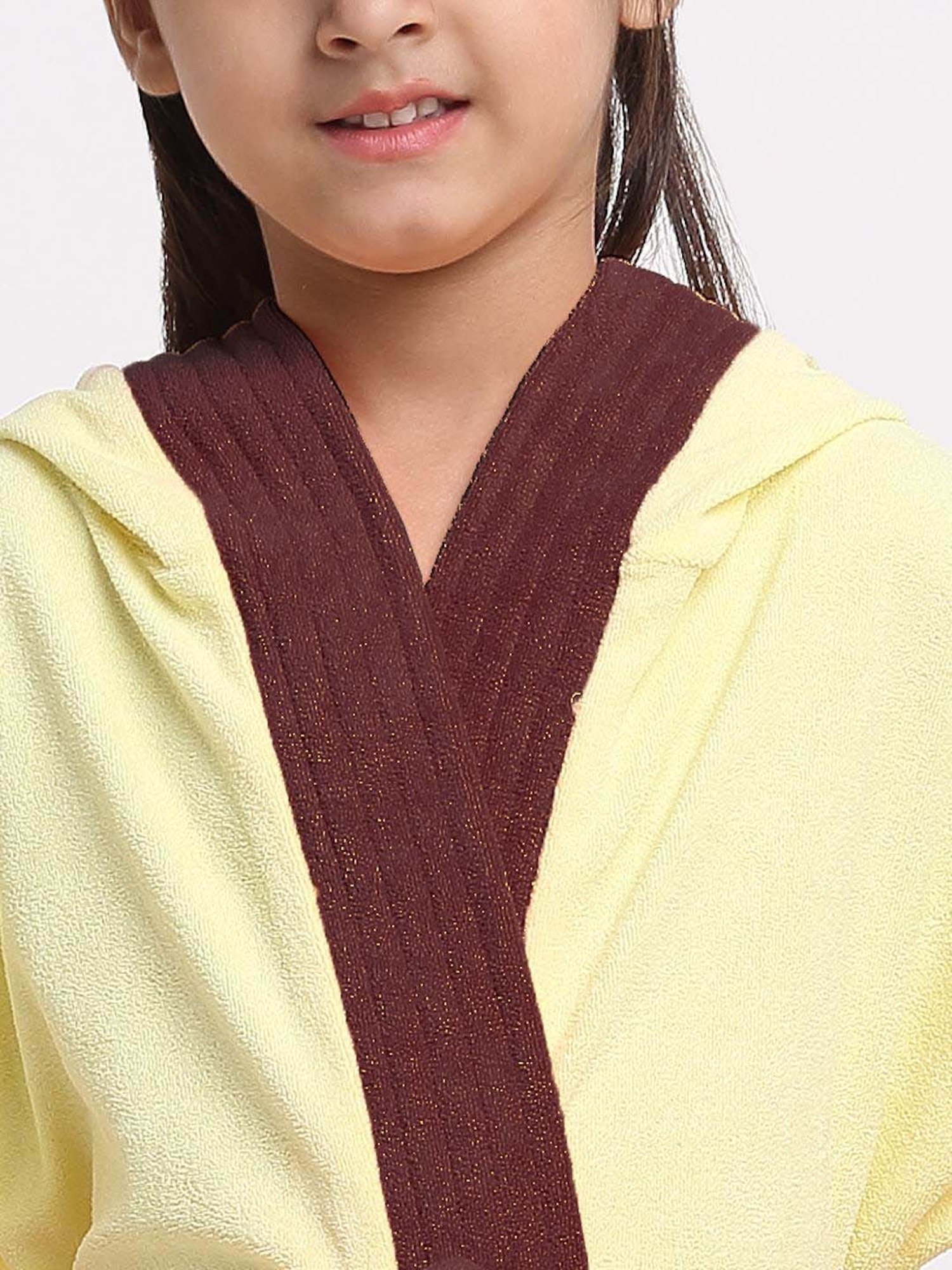 Creeva Melodious Black & Turkish Micro Terry 225 GSM Kids Hooded Bathrobe 4-5 Years With Pocket