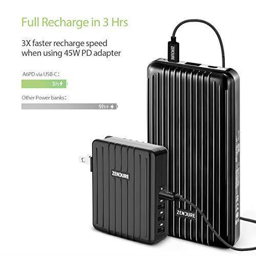 Zendure A6PD 20,100 mAh Portable Charger with USB-c input/output - Black
