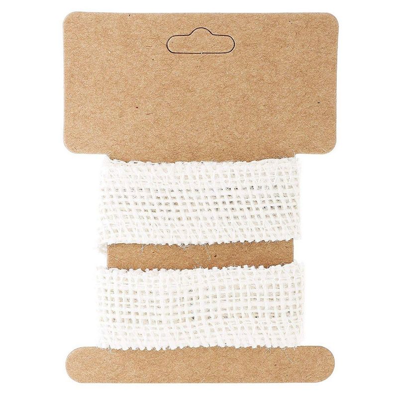 Genie Crafts 24-Pack White Burlap Fabric Ribbon Rolls 1" x 1 Yard for Crafts, Sewing