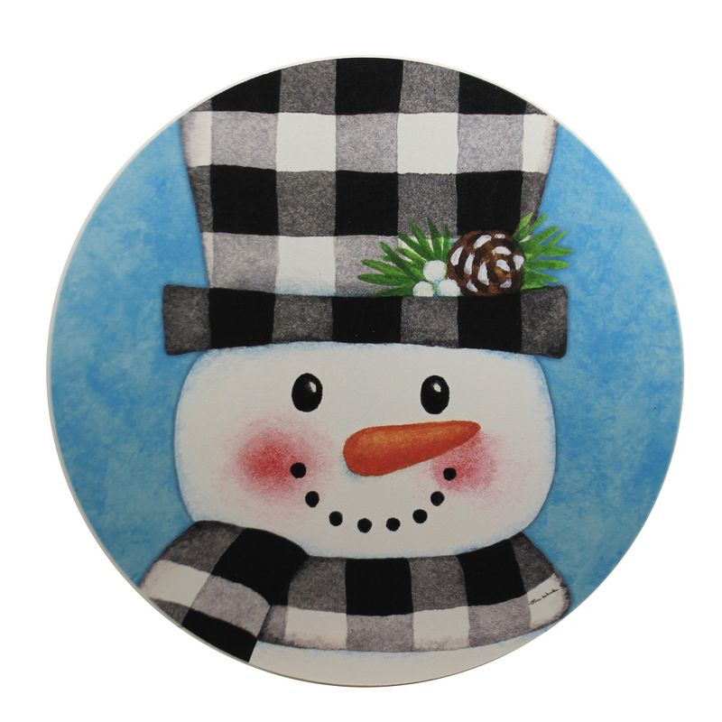 Home & Garden 12.0" Gingham Snowman Stepping Stone Christmas Custom Decor  -  Stepping Stones And Pathways