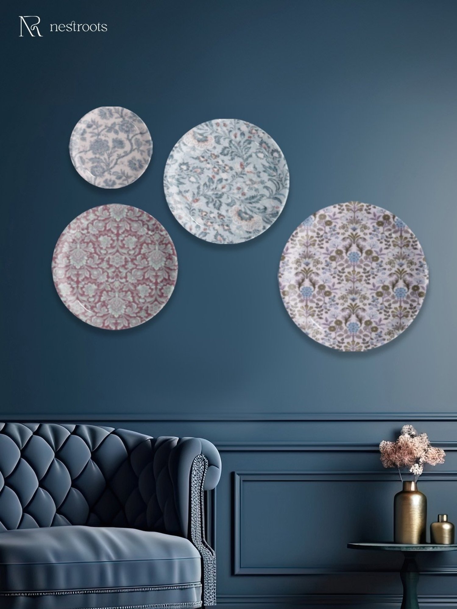 Nestroots Ethnic Floral Multicolor Porcelain Wall Plate