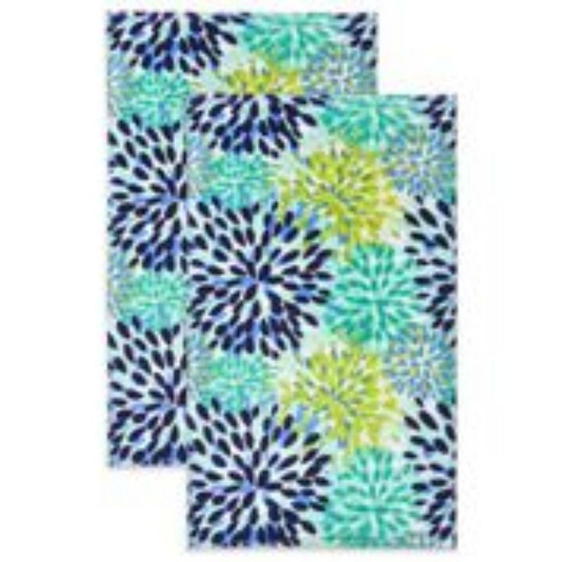 2pk Cotton Calypso Kitchen Towels Blue/Green - Fiesta