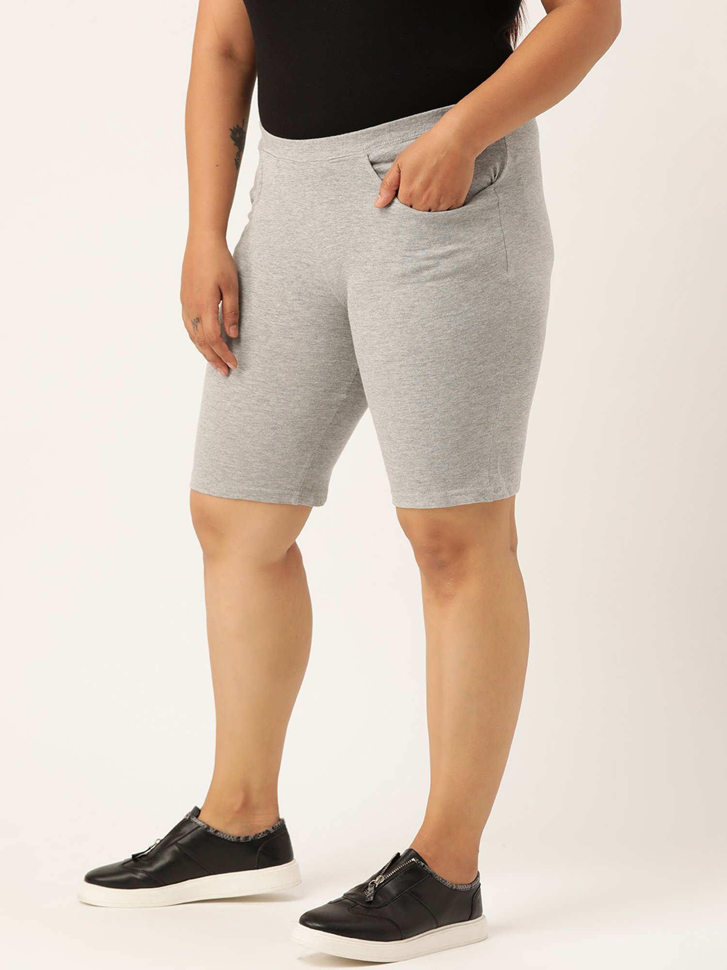 theRebelinme Grey Cotton Shorts