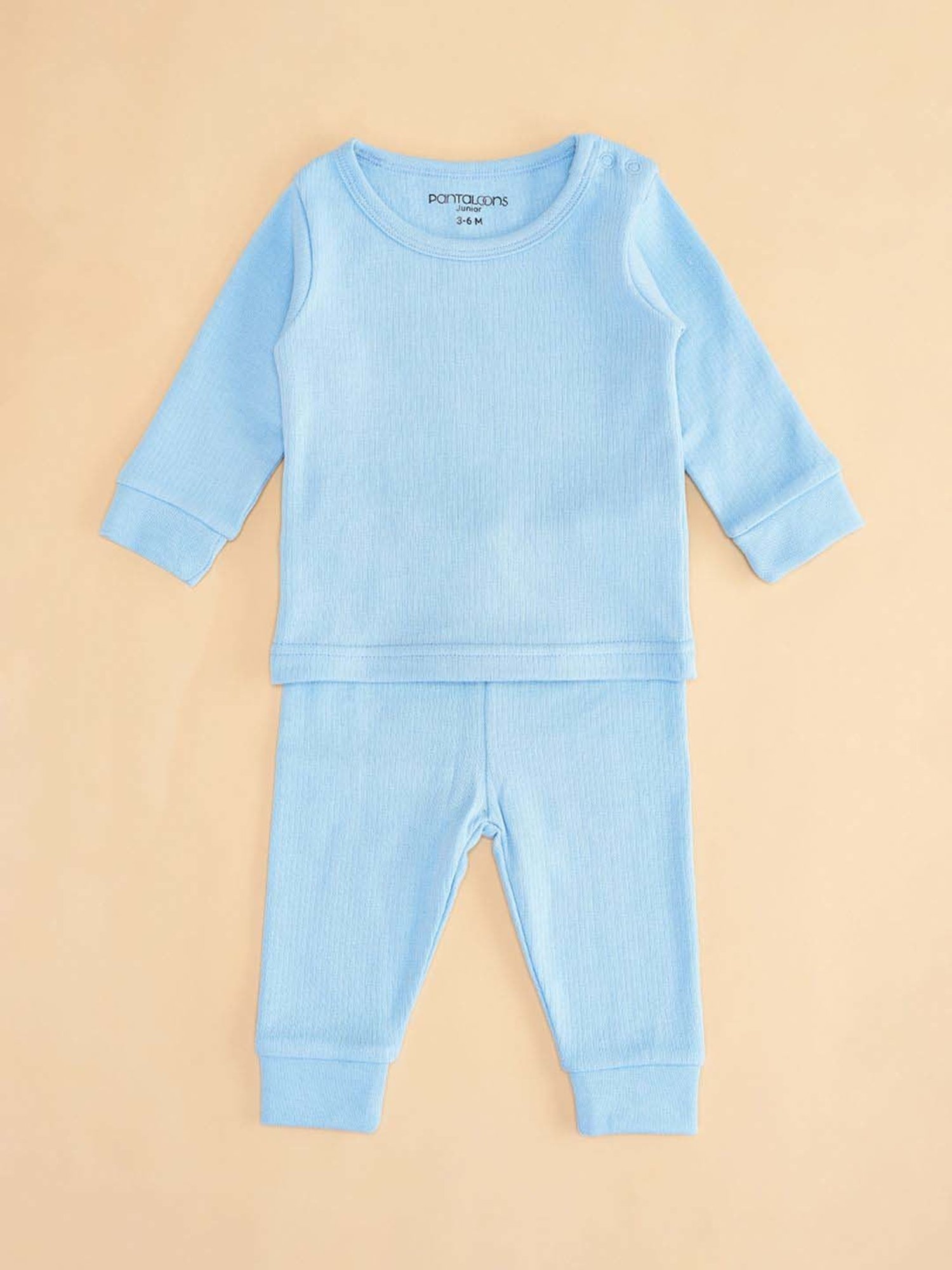 Pantaloons Baby Kids Blue Regular Fit Full Sleeves Thermal Set