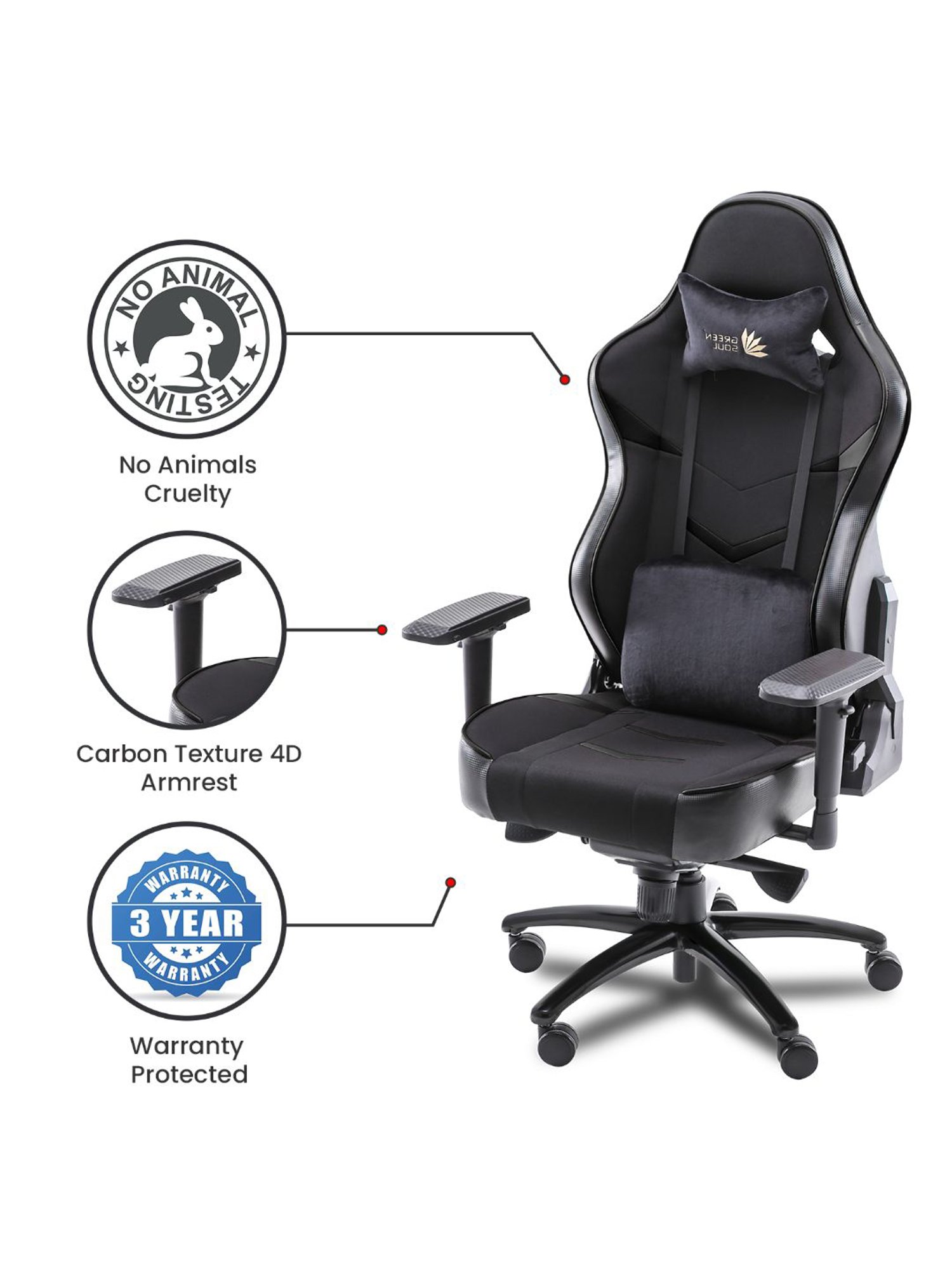 Green Soul Monster T Black PU Leather Premium Gaming Chair