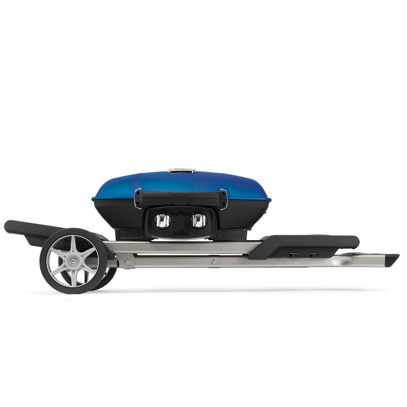 Napoleon TravelQ 285 Portable Compact Propane Gas Grill with Scissor Cart, Blue