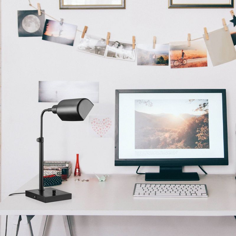 18" Adjustable Height Lucca Table Lamp Matte Black - Globe Electric