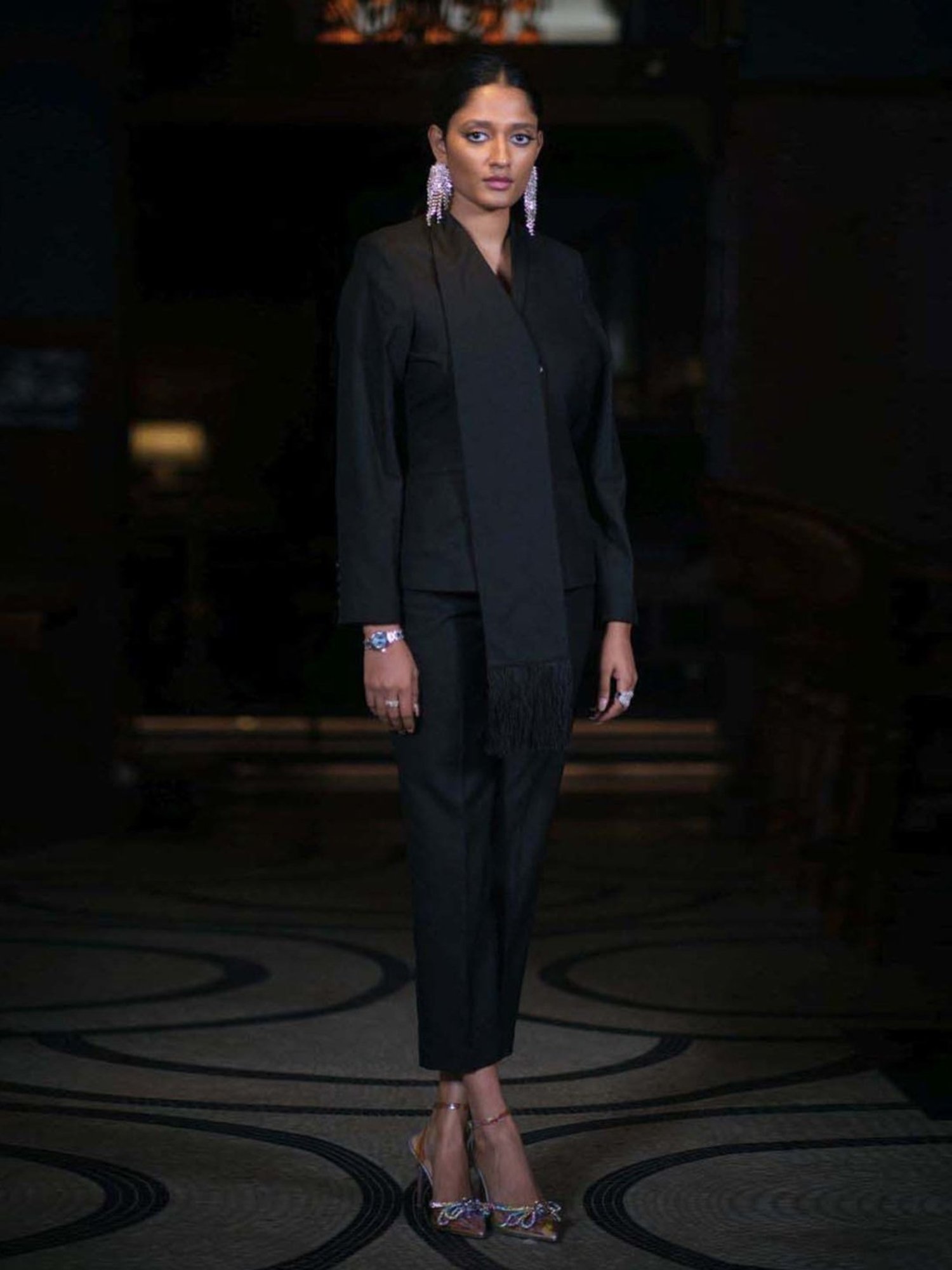 Qua Ebony Black Club 82 Short Fringed Blazer