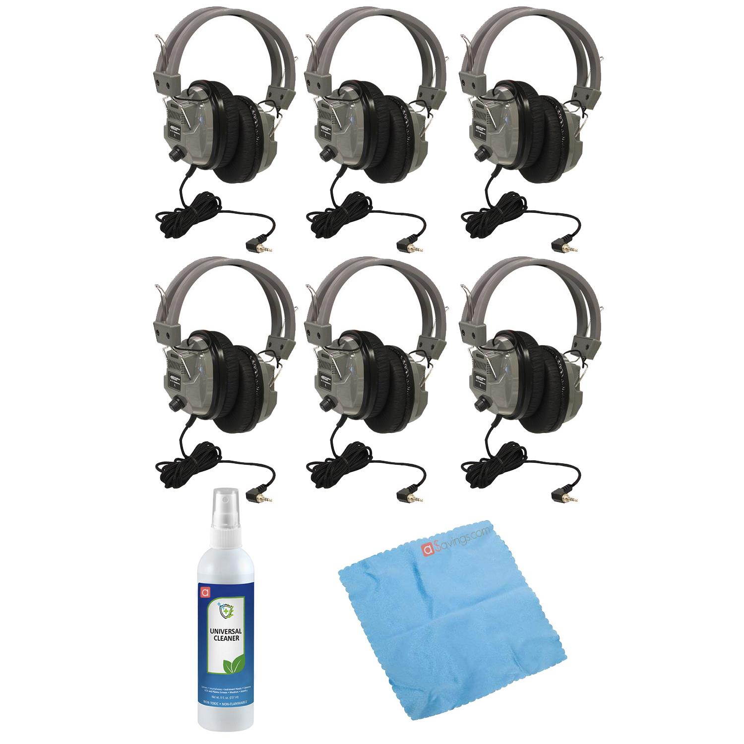 Hamilton SC-7V Schoolmate Deluxe Stereo/Mono Headphone (6 pack) & Cleaning Kit