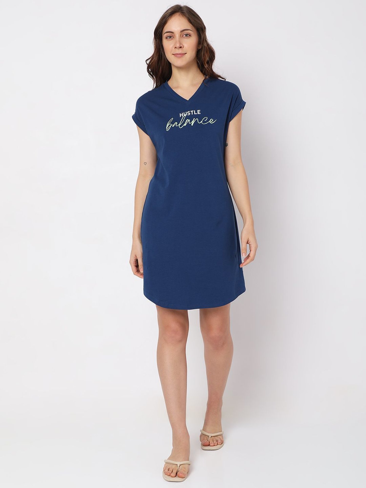 Vero Moda Intimates Navy Cotton Graphic Print Night Dress