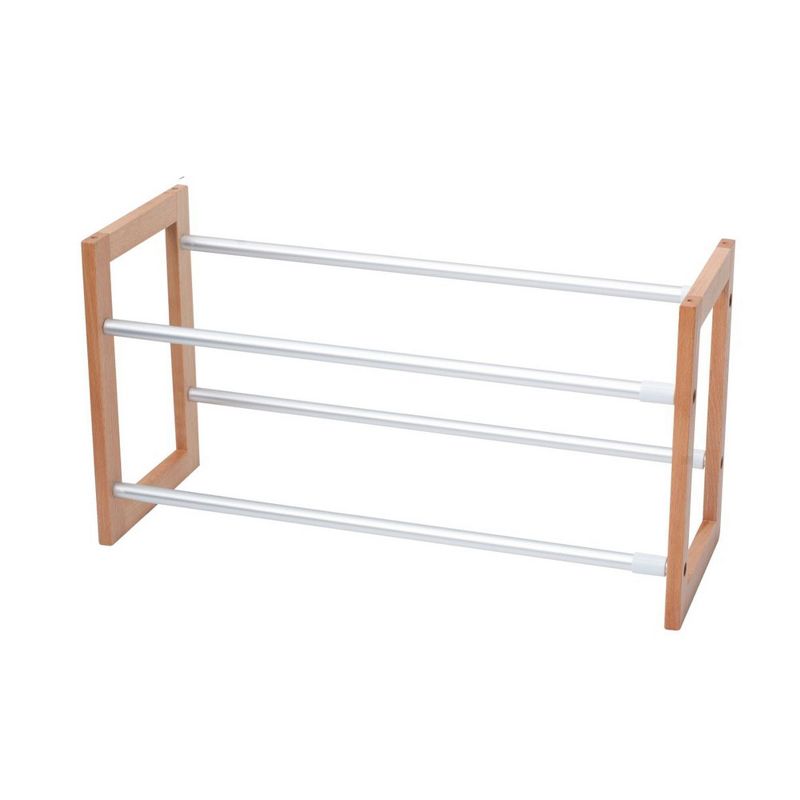 IRIS 2 Tier Slim Stackable Metal Shoe Rack Black