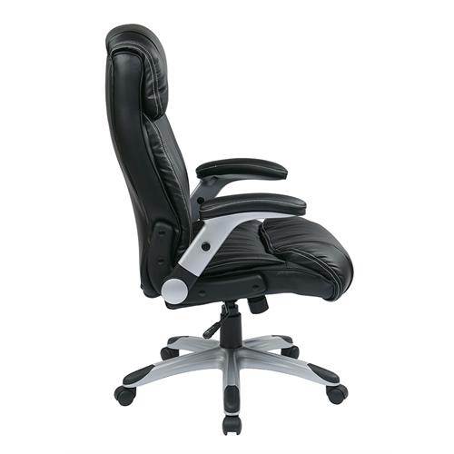Office Star-Work Smart ECH38665A-EC3 Executive Eco Leather Chair in Silver-Black