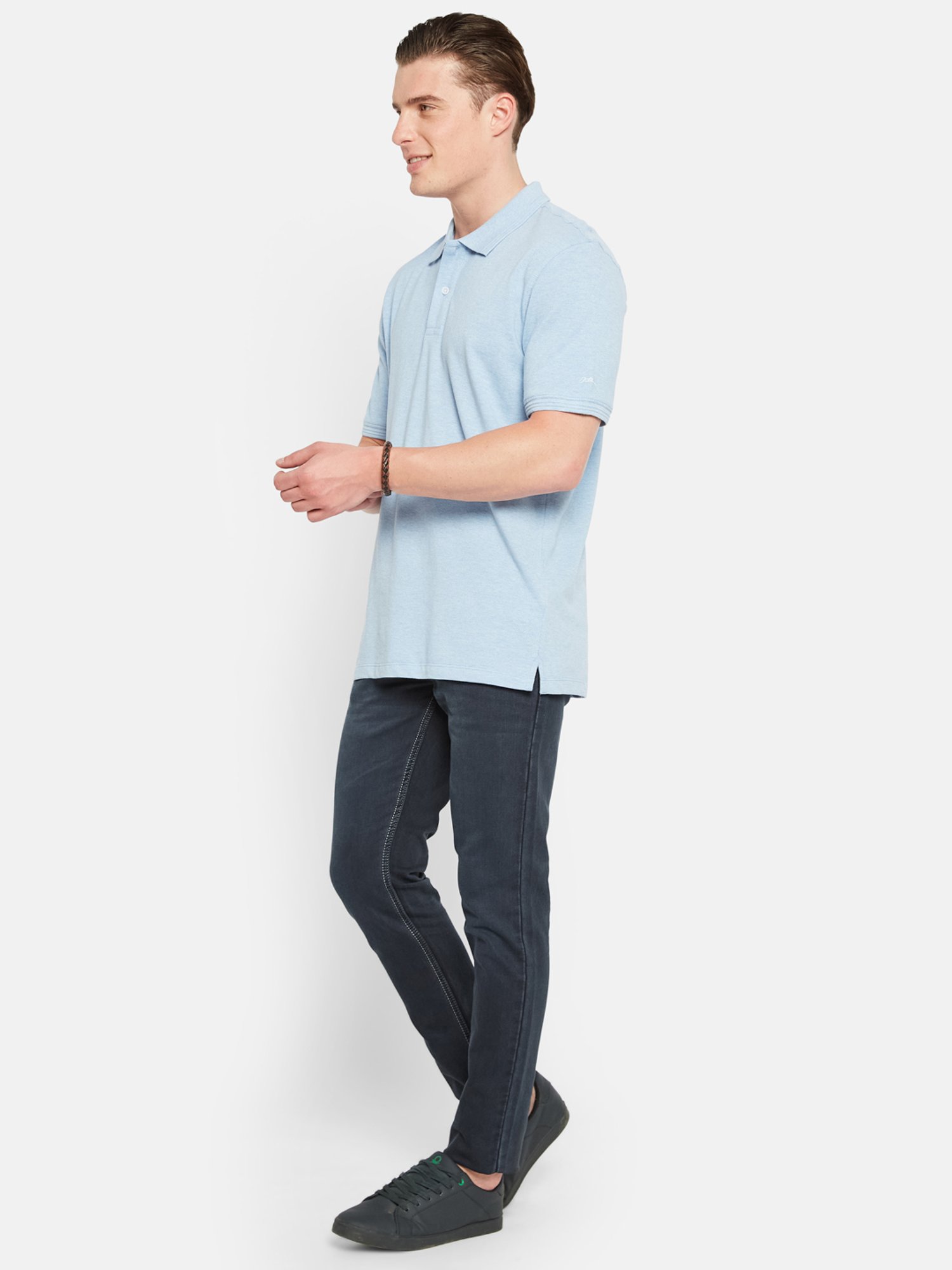 Octave Sky Blue Regular Fit Polo T-Shirt