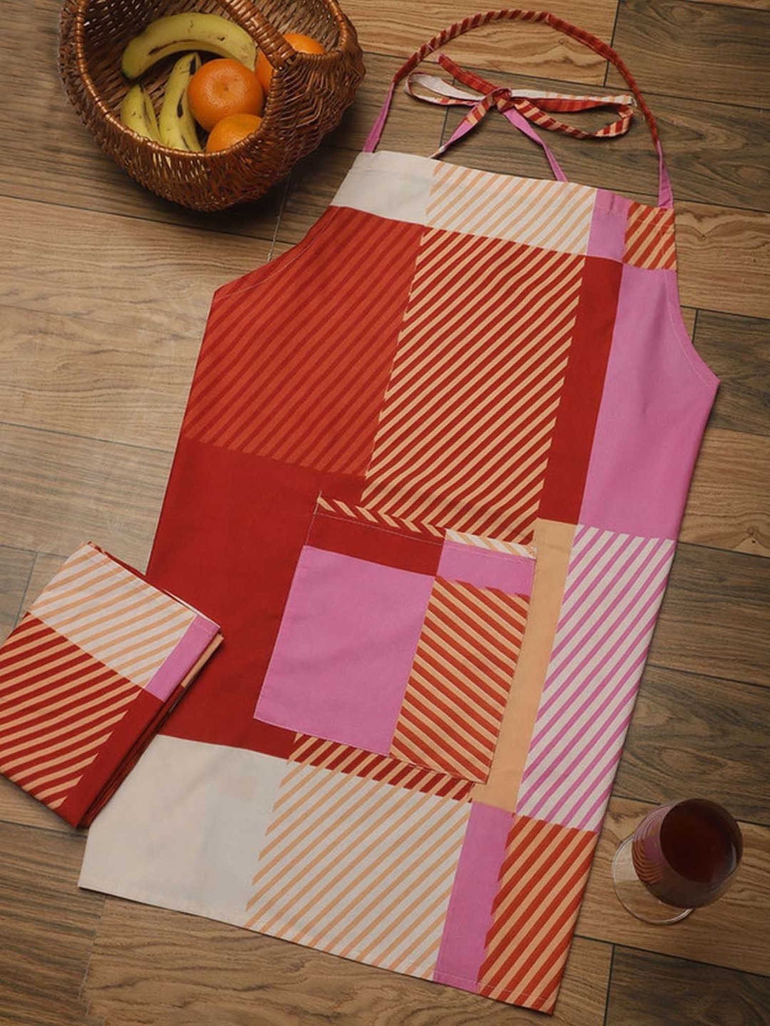 Dhrohar Multicolor Cotton 120 TC Apron - Set of 2