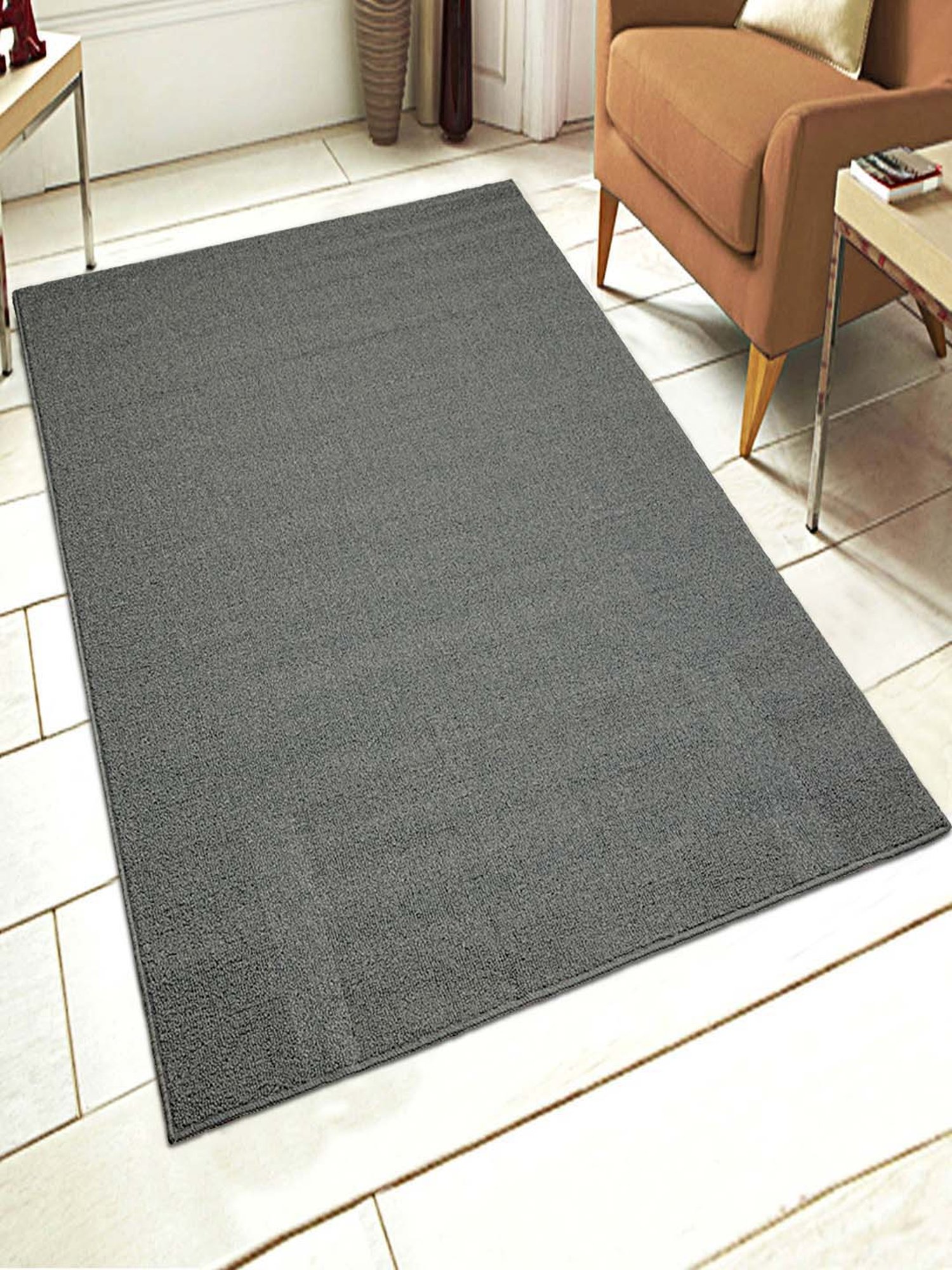 Saral Home Modern Dark Grey Polypropylene Carpet - Set of 1