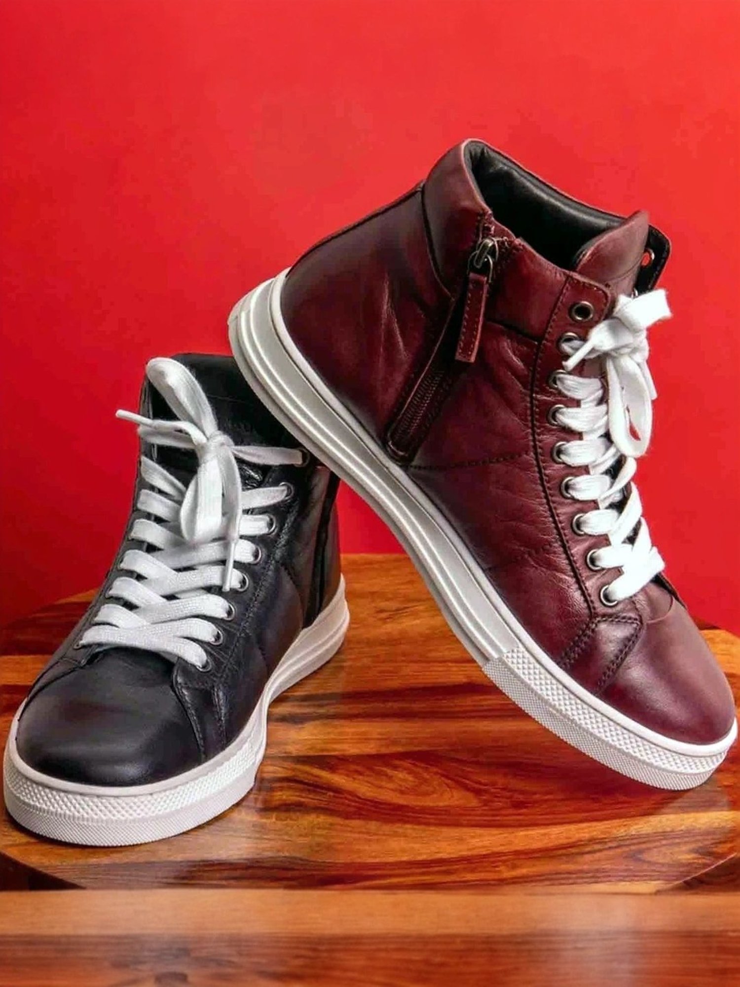 Saint G Men's Tesoro Burgundy Ankle High Sneakers