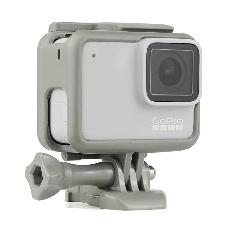 Frame Mount Housing Case for GoPro Hero 5 6 7 Black White Silver Hero 2018 Cameras Protective Housing with Buckle and Screw, All Slots Fully Accessible - Gray