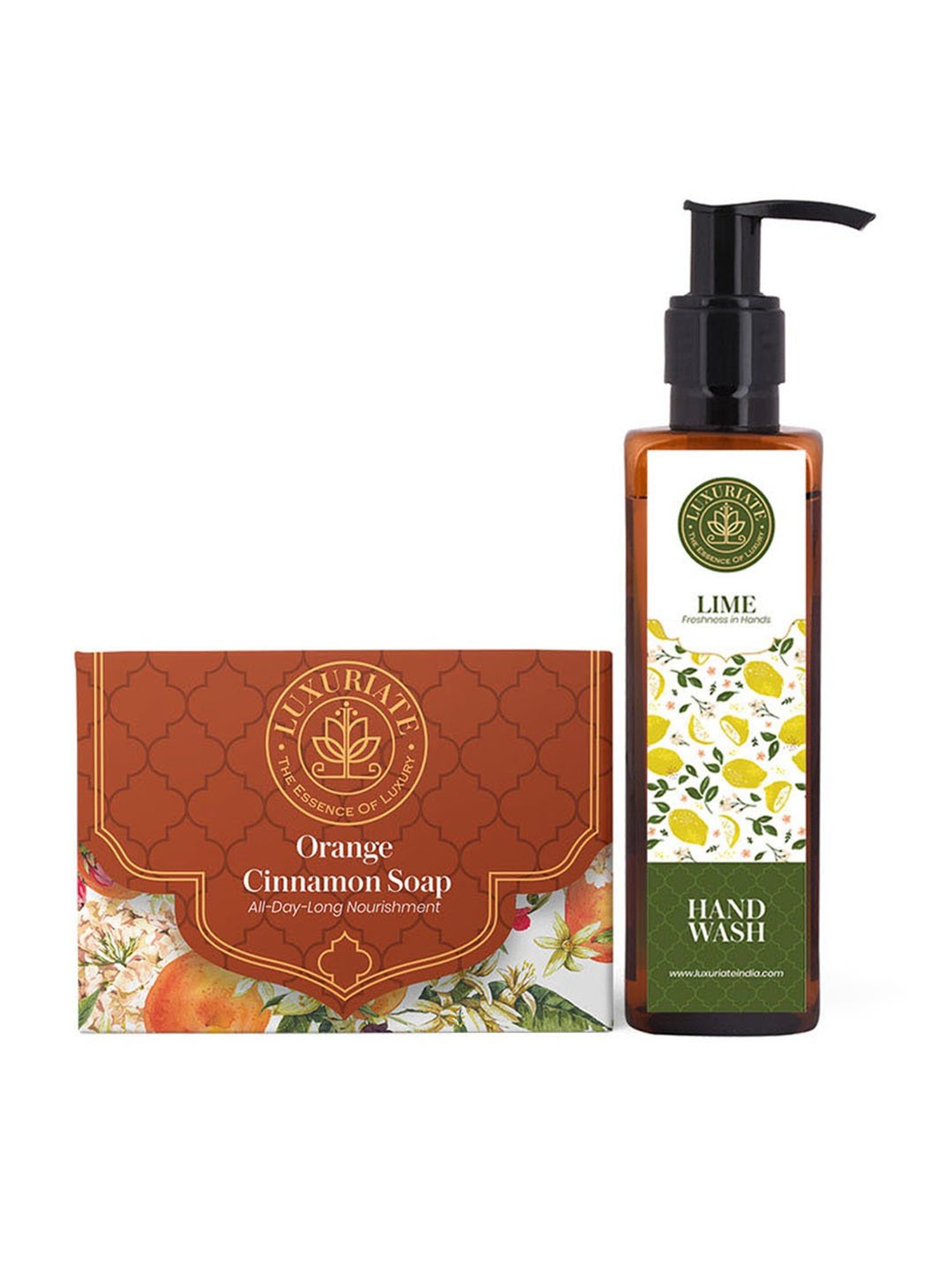 Luxuriate Orange Cinnamon Soap and Lime Hand Wash Combo