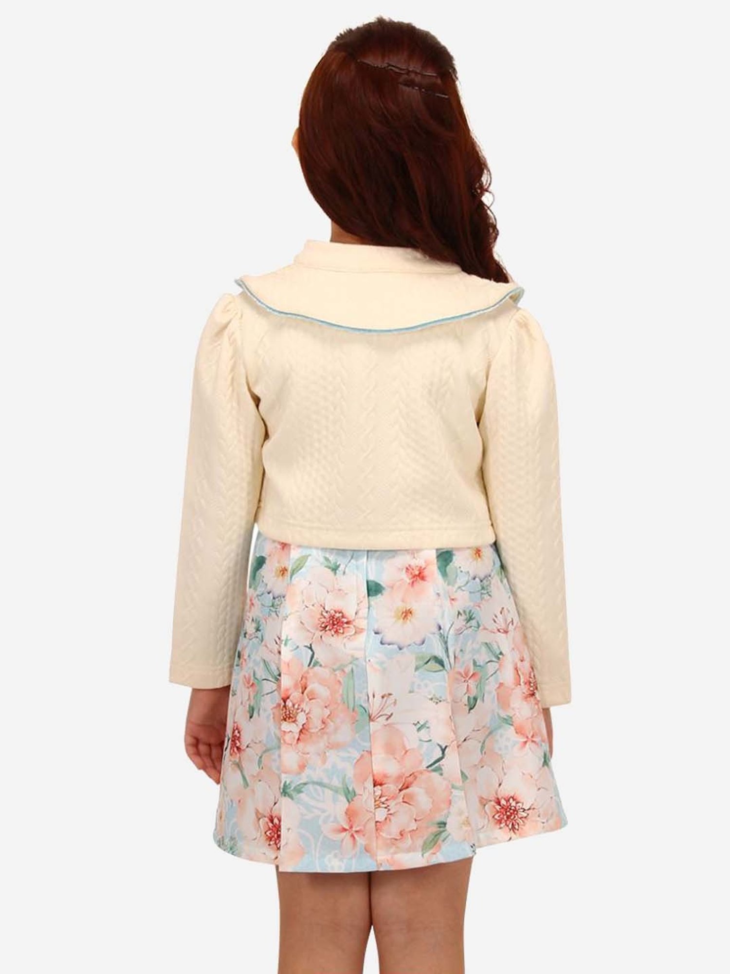 Cutecumber Kids Blue Embellished Full Sleeves Dress