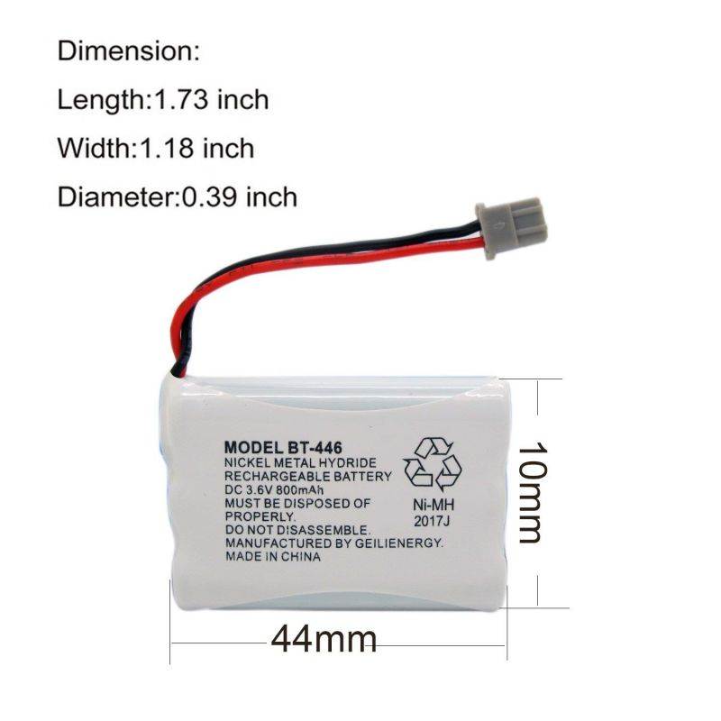 GEILIENERGY BT446 BT-446 BBTY0503001 BT-1004 BT-1005 GE-TL26402 BT-504 CPH-488B 3.6V 800mAh Rechargeable BatteryCompatible with Uniden Cordless Phone(Pack of 2)