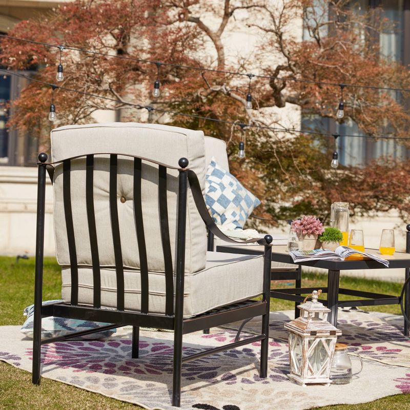 5pc Conversation Steel Patio Seating Sets Cream -  Lokatse