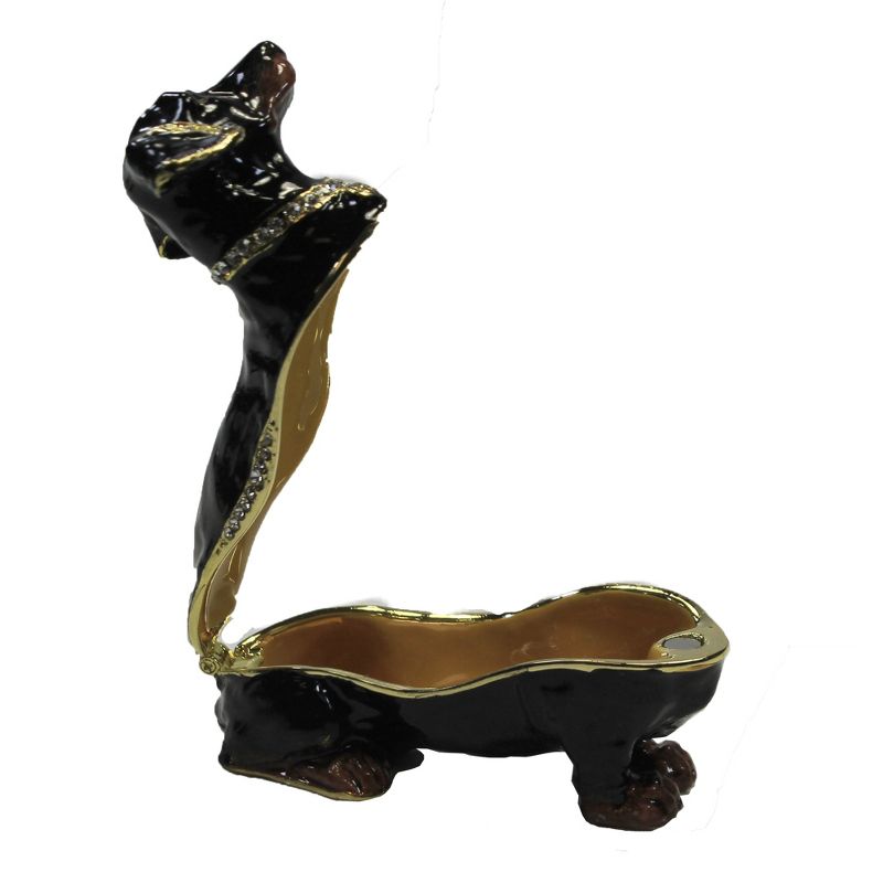 Hinged Trinket Box 2.25" Black Dachshund Box Puppy Hot Dog  -  Decorative Figurines