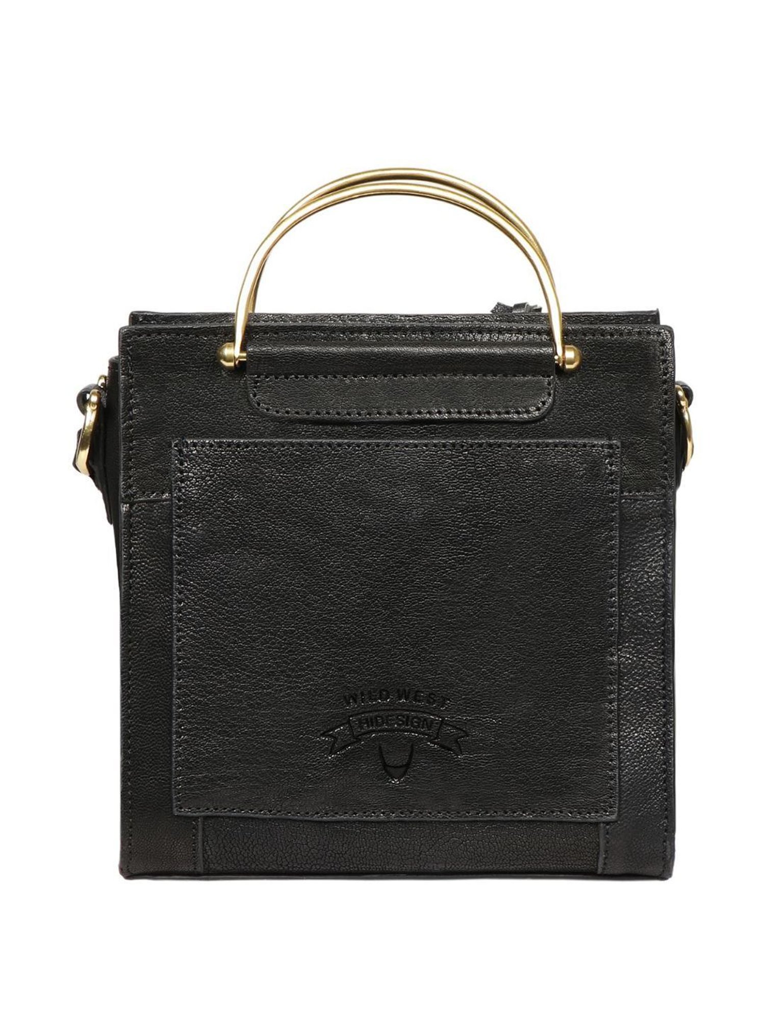 Hidesign Black Textured Medium Handbag