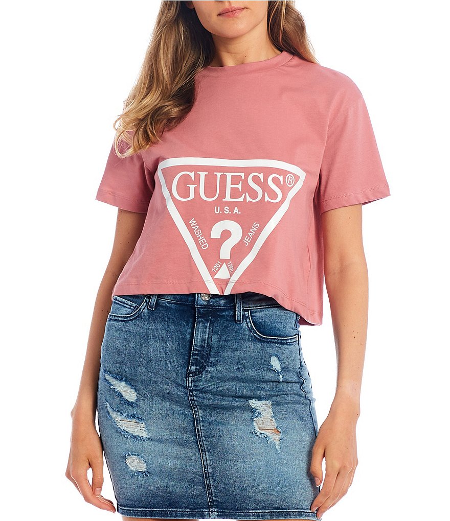 Guess Short-Sleeve Triangle Guess Logo Graphic Organic Cotton Tee