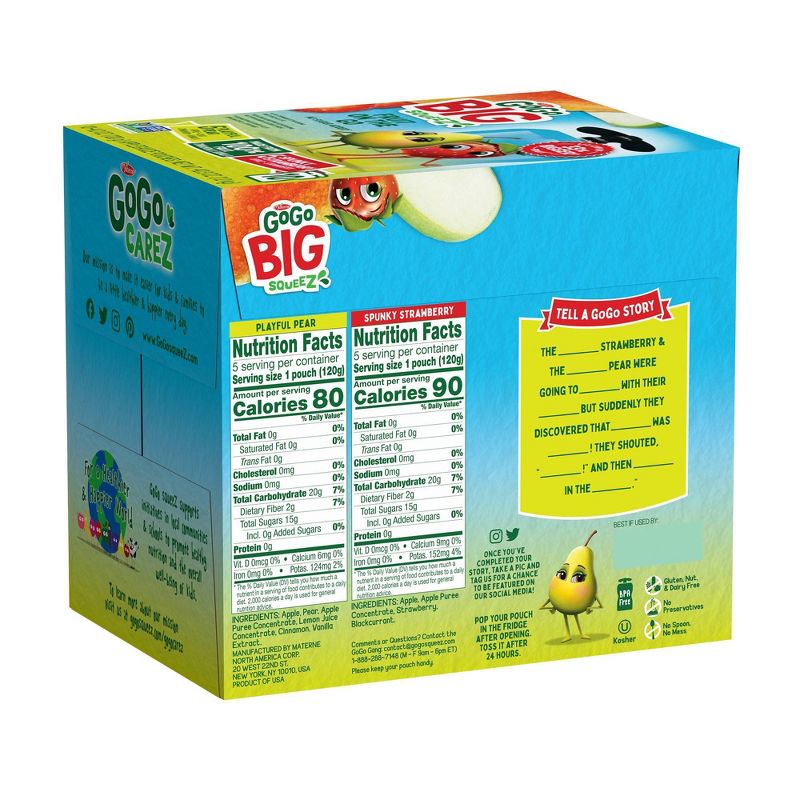 GoGo SqueeZ Big Variety Pack Apple Straw Pear Cinna Van - 42.3oz/10ct