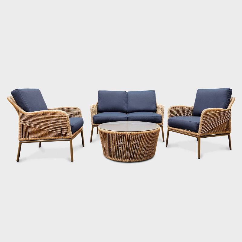 Terrell 5pc Seating Set with Sunbrella - Navy - Leisure Made