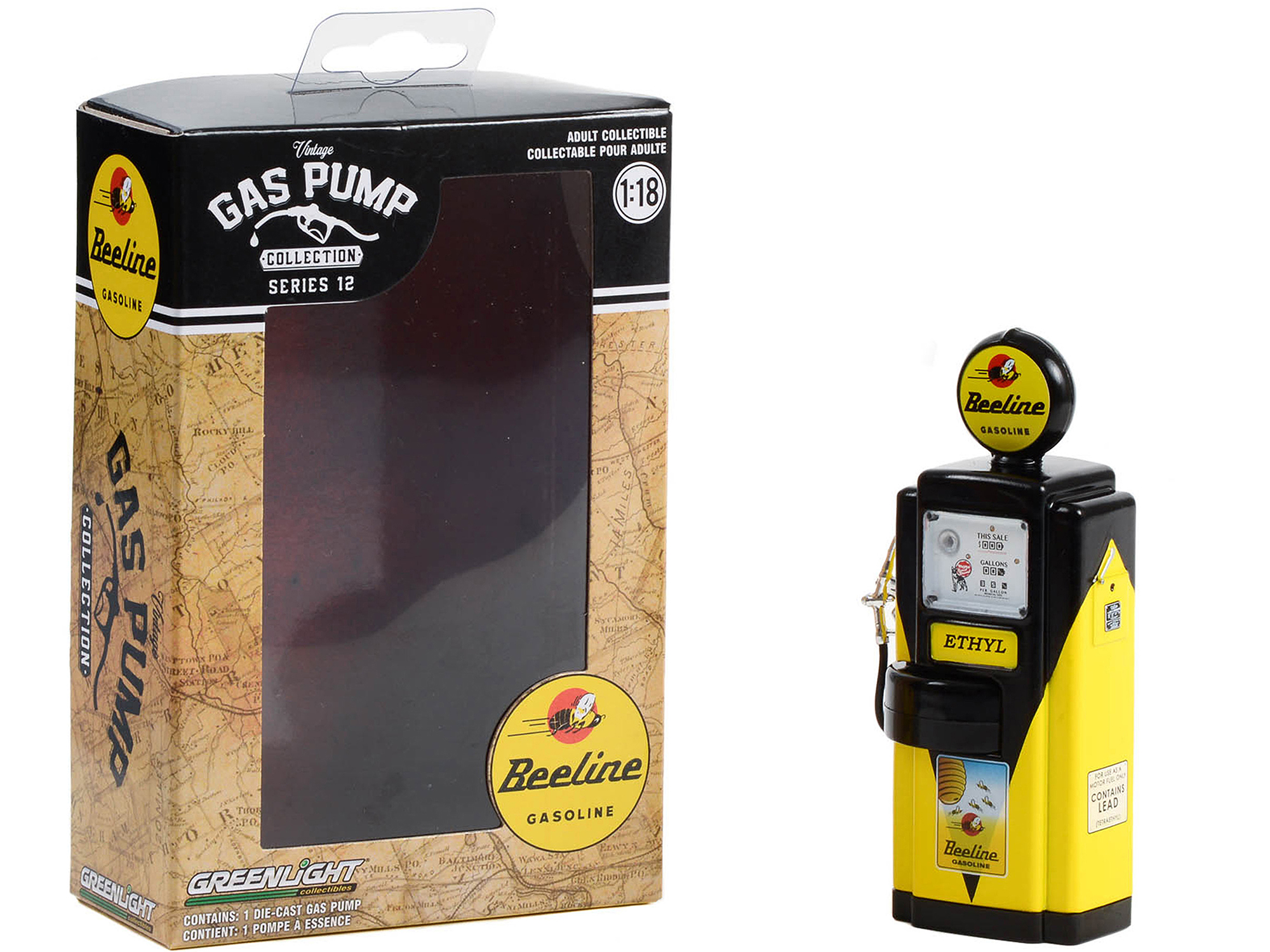 "Studebaker" Vintage Cylinder Gas Pump 1/18 Diecast Replica by Road Signature