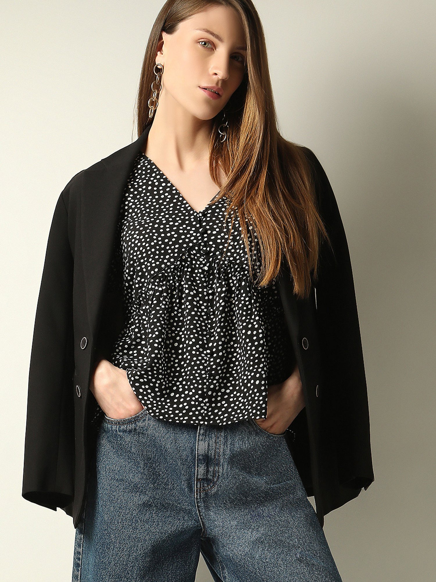 Vero Moda Black & White Printed Top