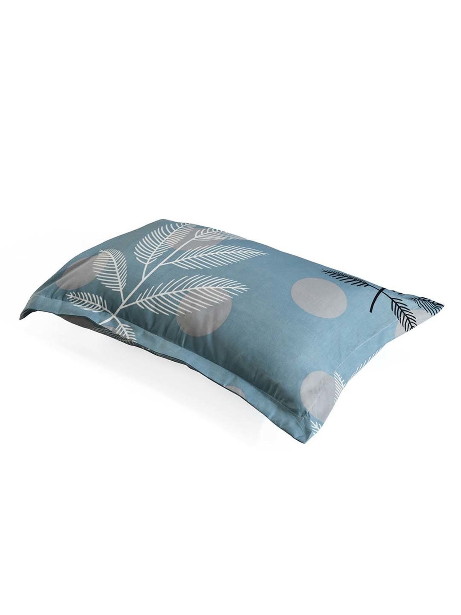 @Home Ammara Blue & Grey 90 GSM Polyester Double Bedsheet with 2 Pillow Covers