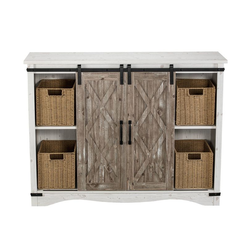 47" Barn Door Storage Accent Cabinet Off White - Home Essentials