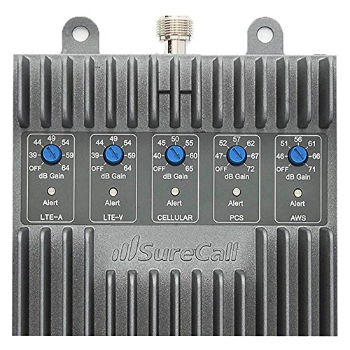 SureCall Fusion5s Voice, Text & 4G LTE Cell Phone Signal Booster for Large Buildings up to 6,000 sq ft - Omni/Dome Antennas