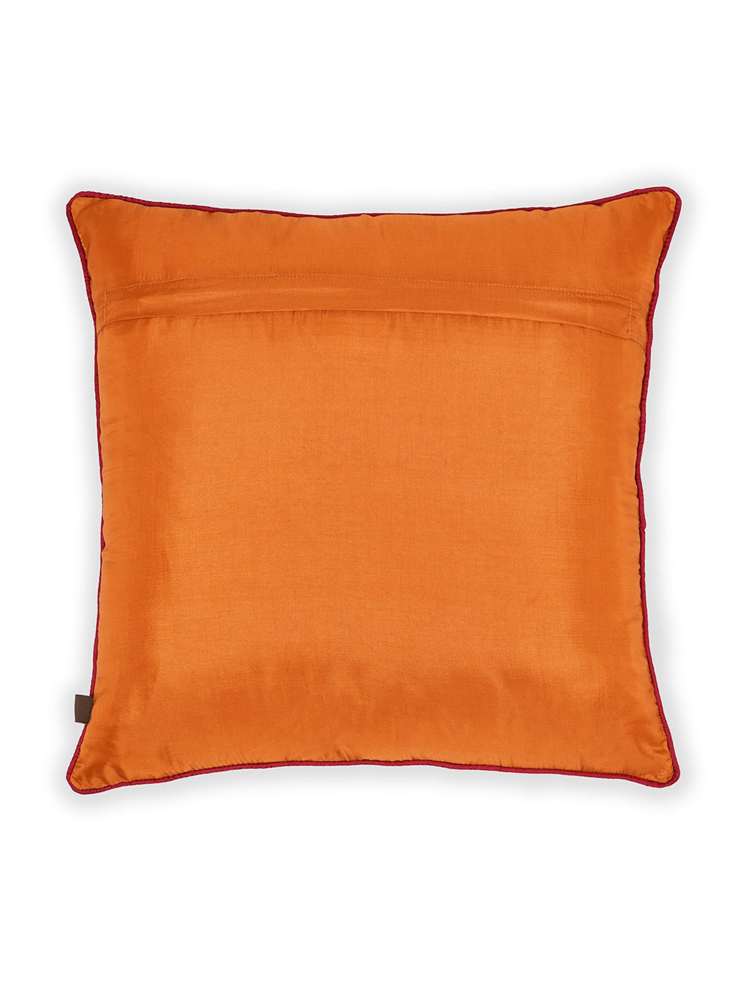 Pure Home and Living Orange Silk Embroidery Cushion Cover