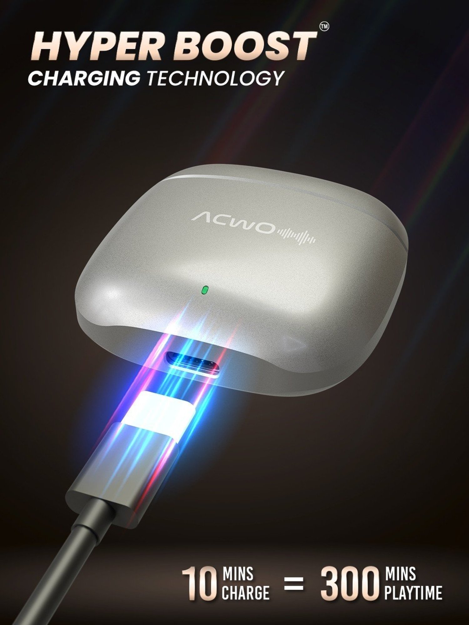 ACwO DwOTS 414 In Ear Bluetooth Earbuds TWS with Metallic Built Case (Silver, True Wireless)