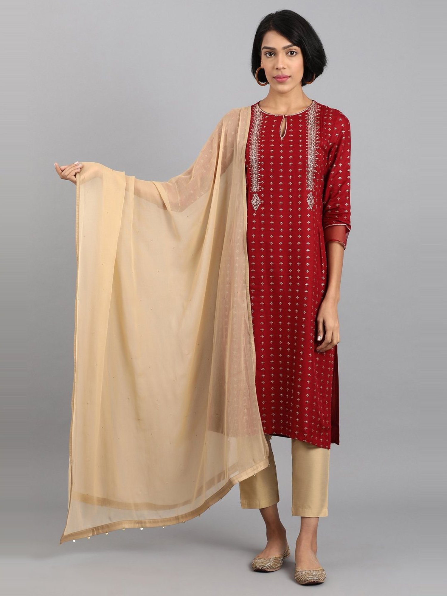 W Golden Plain Dupatta