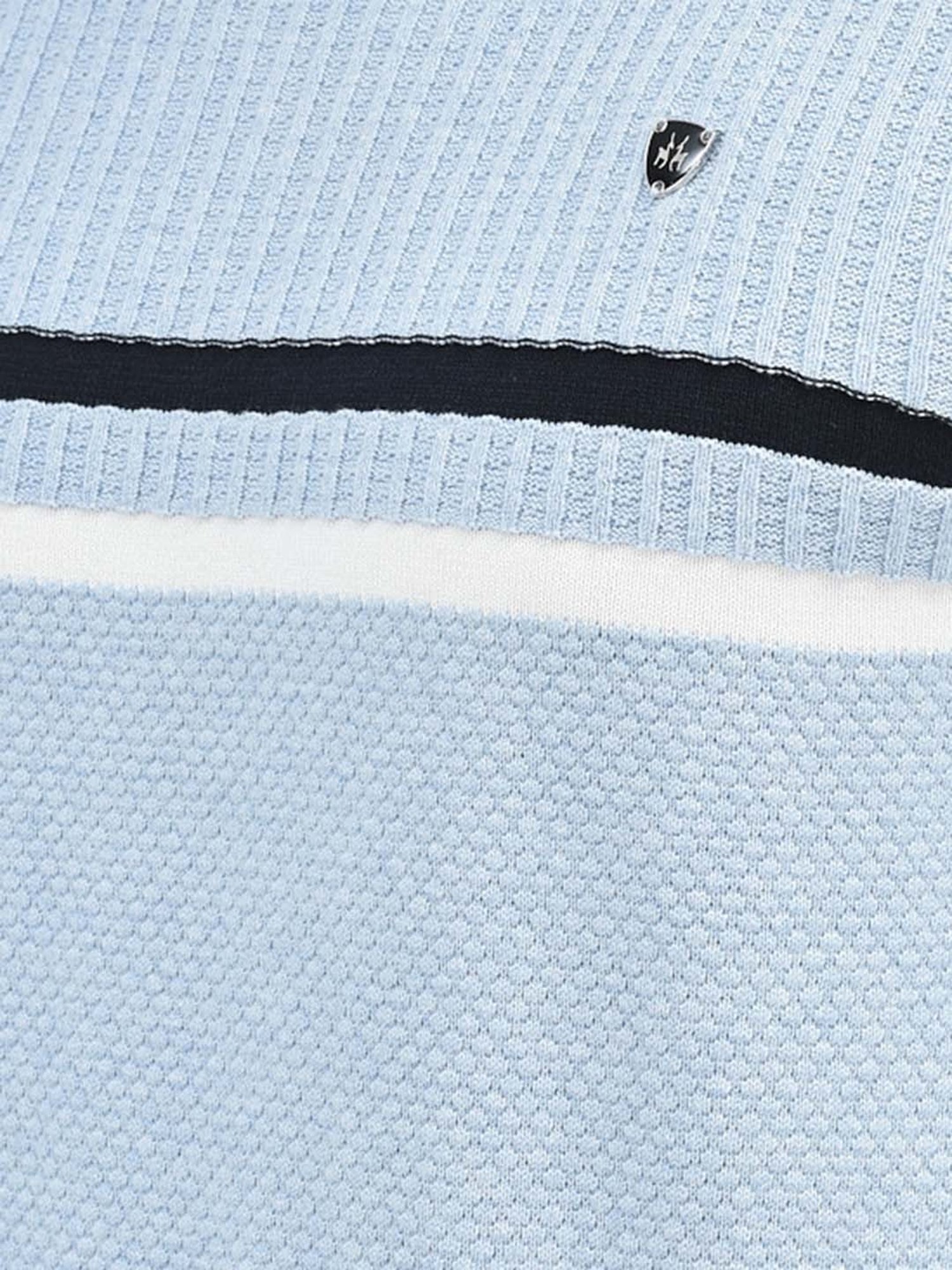 Crimsoune Club Sky Blue Regular Fit Self Design Cotton Sweater