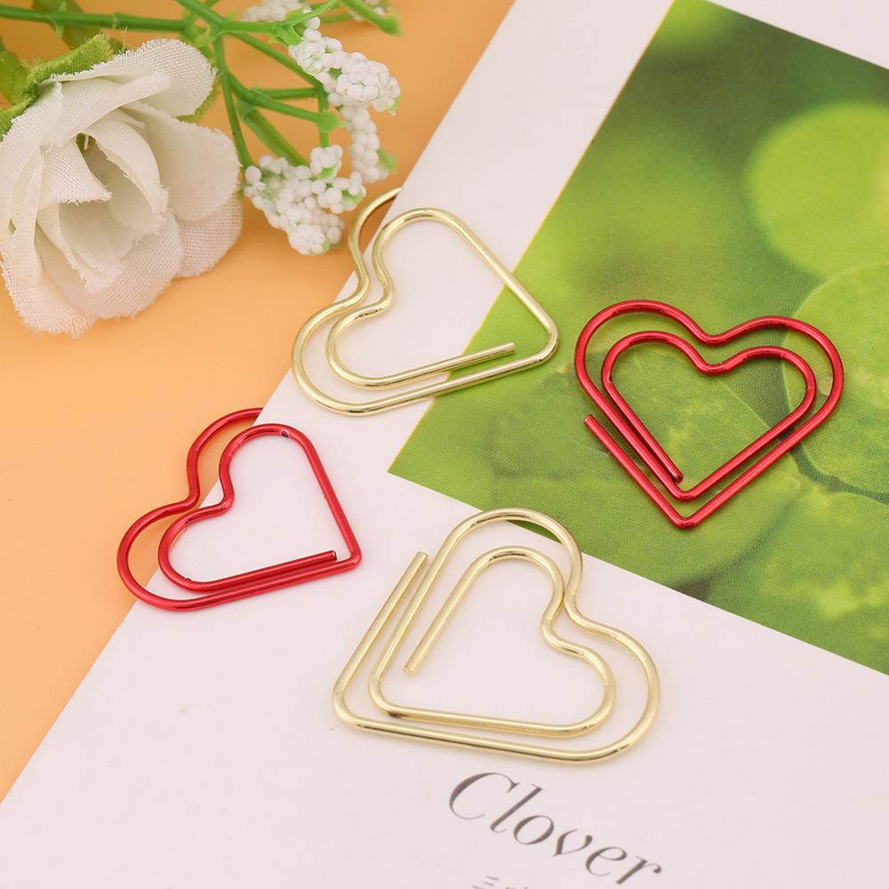 12pcs Heart Shape Paper Clips Bookmark Marking Document Organizing Clip Notes Letter Paper Clip Office Supplies