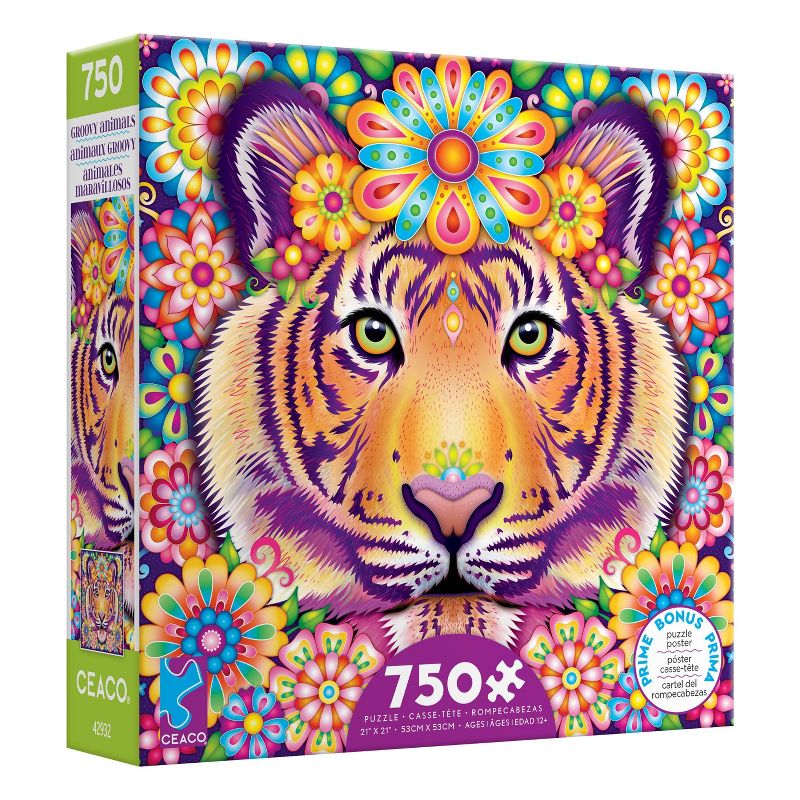Ceaco Thaneeya McArdle Groovy Animals: Tiger Jigsaw Puzzle - 750pc