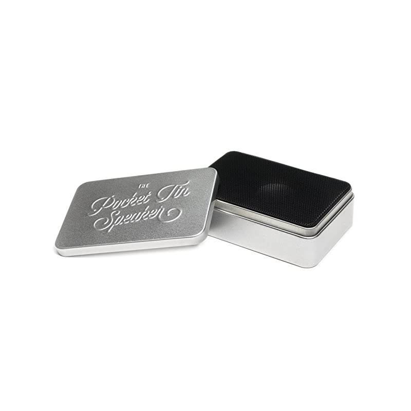 Tin Speaker USB Rechargeable Portable Speaker Silver Luckies of London