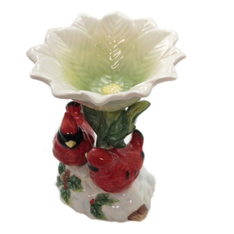 Tabletop 5.25" Cardinals Candy Dish Red Birds Christmas Pointsettia Cosmos Gifts Corp.  -  Serving Bowls