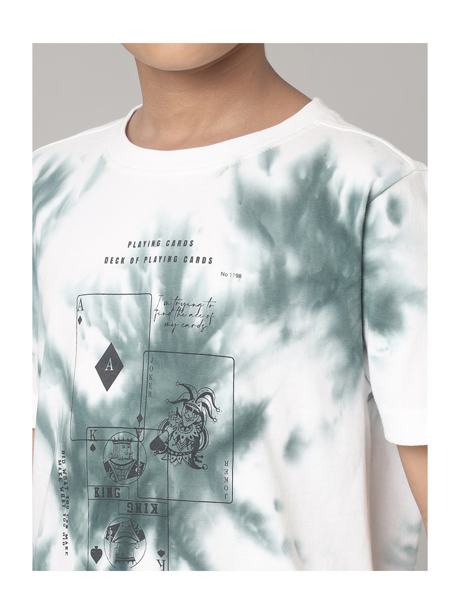 Under Fourteen Only Kids Green Printed T-Shirt